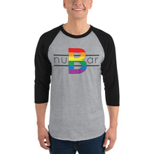 Load image into Gallery viewer, nuBar Rainbow Logo 3/4 Sleeve Baseball T-Shirt - Black on Light