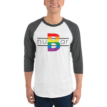 Load image into Gallery viewer, nuBar Rainbow Logo 3/4 Sleeve Baseball T-Shirt - Black on Light