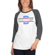 Load image into Gallery viewer, nuBar Trans Pride Logo 3/4 Sleeve Baseball T-Shirt - Black on Light