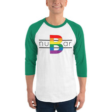 Load image into Gallery viewer, nuBar Rainbow Logo 3/4 Sleeve Baseball T-Shirt - Black on Light