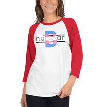 Load image into Gallery viewer, nuBar Trans Pride Logo 3/4 Sleeve Baseball T-Shirt - Black on Light