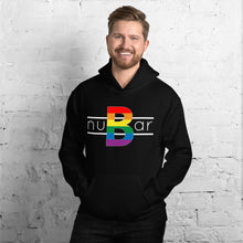 Load image into Gallery viewer, nuBar Rainbow Logo Unisex Hoodie - White on Dark