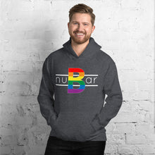 Load image into Gallery viewer, nuBar Rainbow Logo Unisex Hoodie - White on Dark