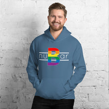Load image into Gallery viewer, nuBar Rainbow Logo Unisex Hoodie - White on Dark