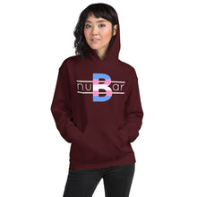 Load image into Gallery viewer, nuBar Trans Pride Logo Unisex Hoodie - White on Dark
