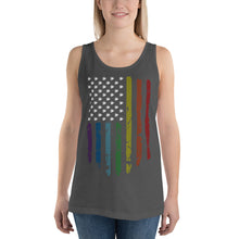 Load image into Gallery viewer, Cannabis Pride Unisex Tank Top - White on Dark