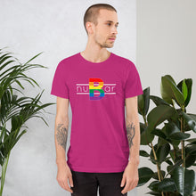 Load image into Gallery viewer, nuBar Rainbow Logo Short-Sleeve Unisex T-Shirt - White on Dark