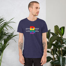 Load image into Gallery viewer, nuBar Rainbow Logo Short-Sleeve Unisex T-Shirt - White on Dark