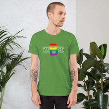 Load image into Gallery viewer, nuBar Rainbow Logo Short-Sleeve Unisex T-Shirt - White on Dark
