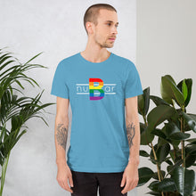Load image into Gallery viewer, nuBar Rainbow Logo Short-Sleeve Unisex T-Shirt - White on Dark