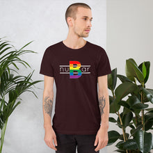 Load image into Gallery viewer, nuBar Rainbow Logo Short-Sleeve Unisex T-Shirt - White on Dark