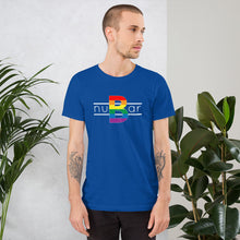 Load image into Gallery viewer, nuBar Rainbow Logo Short-Sleeve Unisex T-Shirt - White on Dark