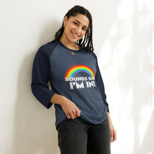 Load image into Gallery viewer, Sounds Gay! 3/4 Unisex Baseball T-Shirt
