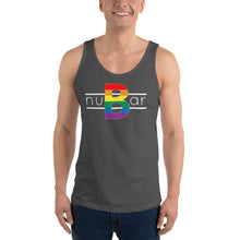 Load image into Gallery viewer, nuBar Rainbow Logo Unisex Tank Top - White on Dark
