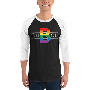 nuBar Rainbow Logo 3/4 Sleeve Baseball T-Shirt - White on Dark
