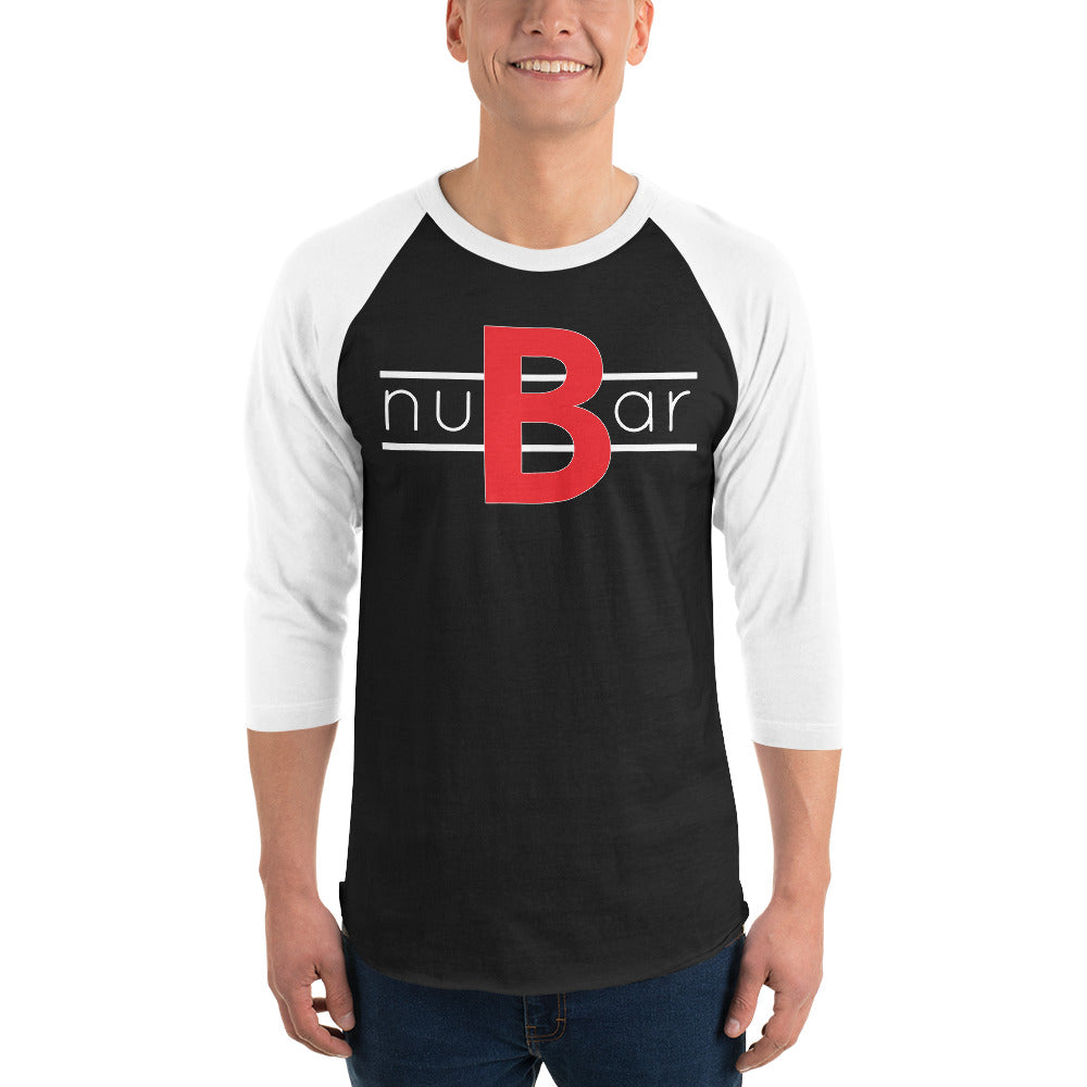 nuBar Original Logo 3/4 Sleeve Baseball T-Shirt - White on Dark