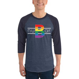 nuBar Rainbow Logo 3/4 Sleeve Baseball T-Shirt - White on Dark