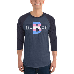 nuBar Trans Pride Logo 3/4 Sleeve Baseball T-Shirt - White on Dark