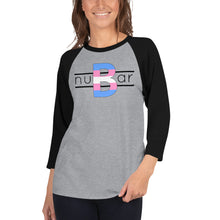 Load image into Gallery viewer, nuBar Trans Pride Logo 3/4 Sleeve Baseball T-Shirt - Black on Light
