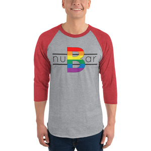 nuBar Rainbow Logo 3/4 Sleeve Baseball T-Shirt - Black on Light