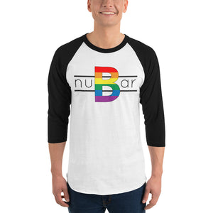 nuBar Rainbow Logo 3/4 Sleeve Baseball T-Shirt - Black on Light