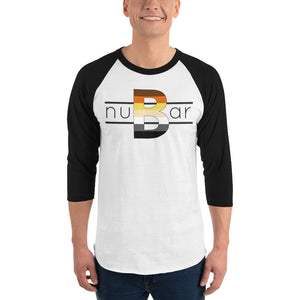 nuBar Bear Logo 3/4 Sleeve Baseball T-Shirt - Black on Light