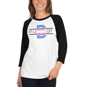 nuBar Trans Pride Logo 3/4 Sleeve Baseball T-Shirt - Black on Light