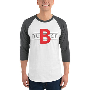 nuBar Original Logo 3/4 Sleeve Baseball T-Shirt - Black on Light