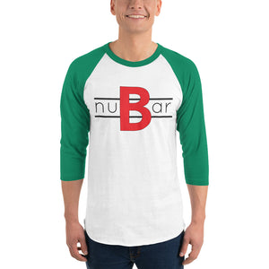 nuBar Original Logo 3/4 Sleeve Baseball T-Shirt - Black on Light