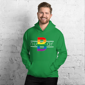 nuBar Rainbow Logo Unisex Hoodie - White on Dark