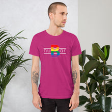 Load image into Gallery viewer, nuBar Rainbow Logo Short-Sleeve Unisex T-Shirt - White on Dark
